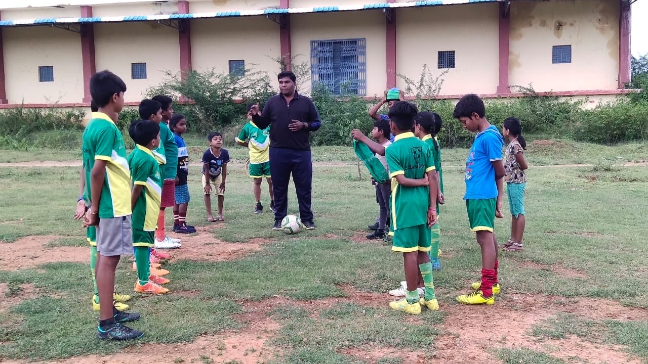 Children prepare for a game of soccer